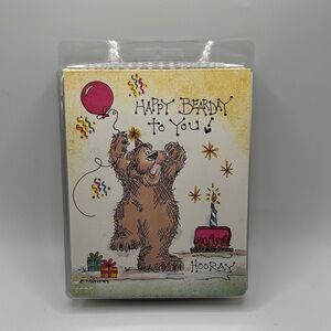 Vintage 1997 happy birthday Cheerful Bear Celebration rubber stamp by Judith